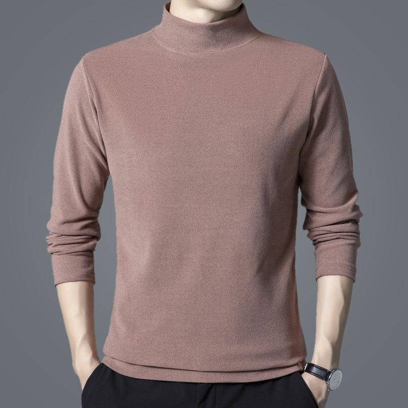 Męska koszulka z długim rękawem Woodpecker z podwójnego polaru - Półgolf, szczotkowana, ciepła, wszechstronna góra na jesień/zimę.