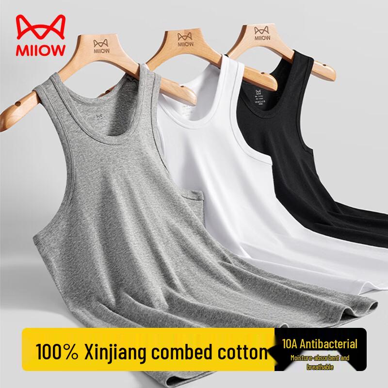 MIIOW Ärmelloses Unterhemd für Herren aus 100 % Baumwolle