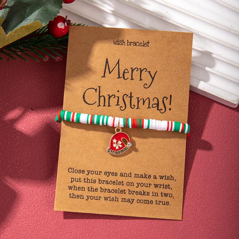 European and American Christmas popular soft pottery bracelet, elk snowman Christmas tree alloy pendant, gift jewelry