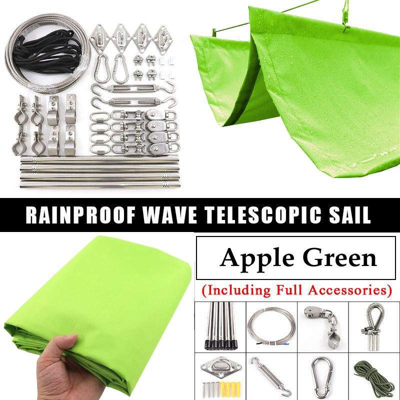 Waterproof Outdoor Retractable Awning Garden Pergola Telescopic Wave Sunshade Nets Gazebos Shading Sail Yard Sunblock Tarpaulin