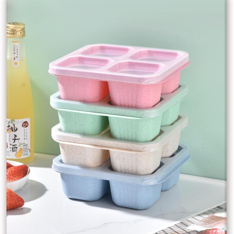 

4 шт. Очень изысканный набор контейнеров для закусок, ланч-бокс можно использовать повторно, подходит для разогрева в микроволновой печи, для школы, работы, путешествий