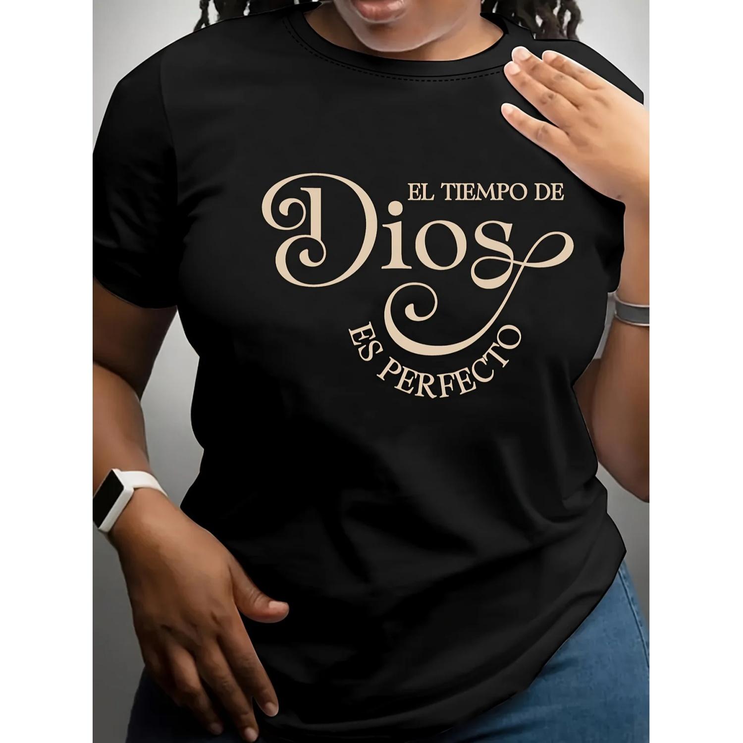

Women s Casual Letter Print T-Shirt - Short Sleeve Crew Neck Soft Blend All-Season Comfort Perfect for Casual Attire S чёрный