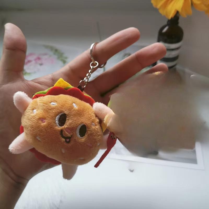 Plīša atslēgu piekariņš 1 gab mazs kulons hamburgers frī kartupeļi atslēgu piekariņš rotaļlietu soma mobilā telefona maciņš šarms dzimšanas dienas dāvana