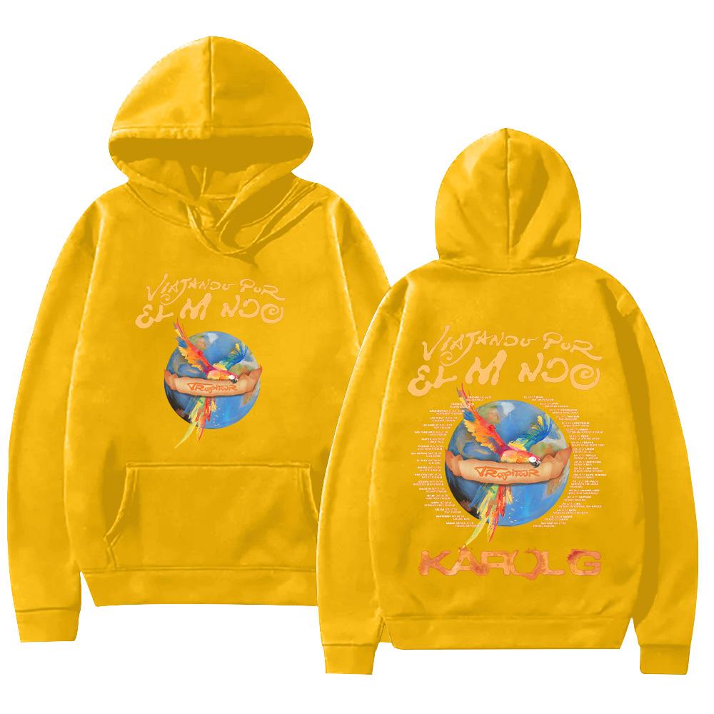 Karol G Viajando Por El Mundo Tropitour Hoodies Long Sleeve High Street Sweatshirts Unisex New Pattern Pullovers