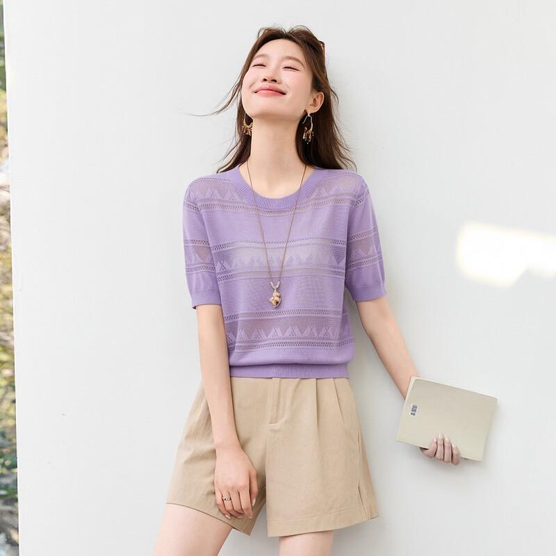 Srcr Women s Silk Blend Jacquard Knit T-Shirt XL
