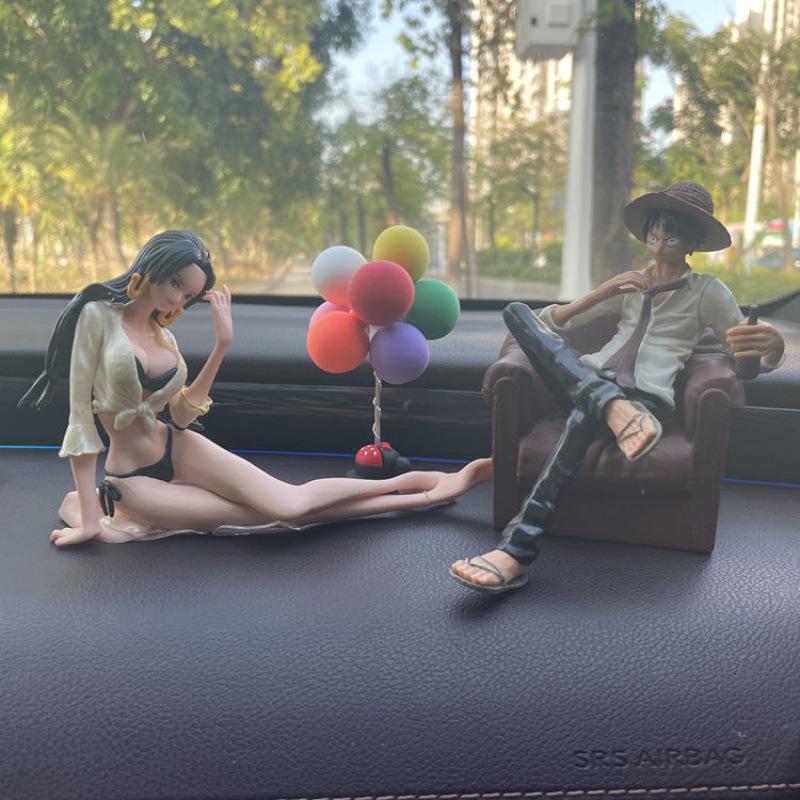 Premium Anime Car Ornament: Aromatherapy Luffy & Yukino Figurine