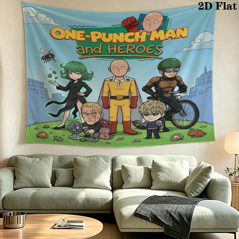 Onepunch Man Wall Tapestry Aesthetic Wall Hanging Printed Fabric Blanket Decorative Tapestries For Bedroom Living Room Home Decor