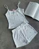 Damen-Strick-Pyjama-Set mit Herzmuster - Weste und elastische Shorts 2025