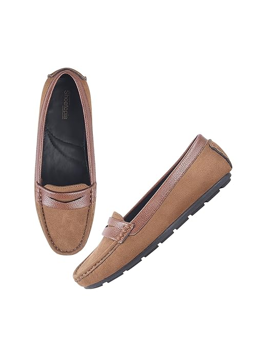 Shoetopia Upper Suede Detailed Loafers For Women & Girls