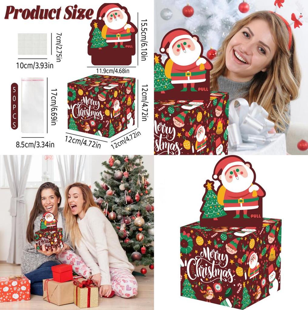 Christmas Tree Pattern Money Box Paper Gift Box For Holiday Party Decorations