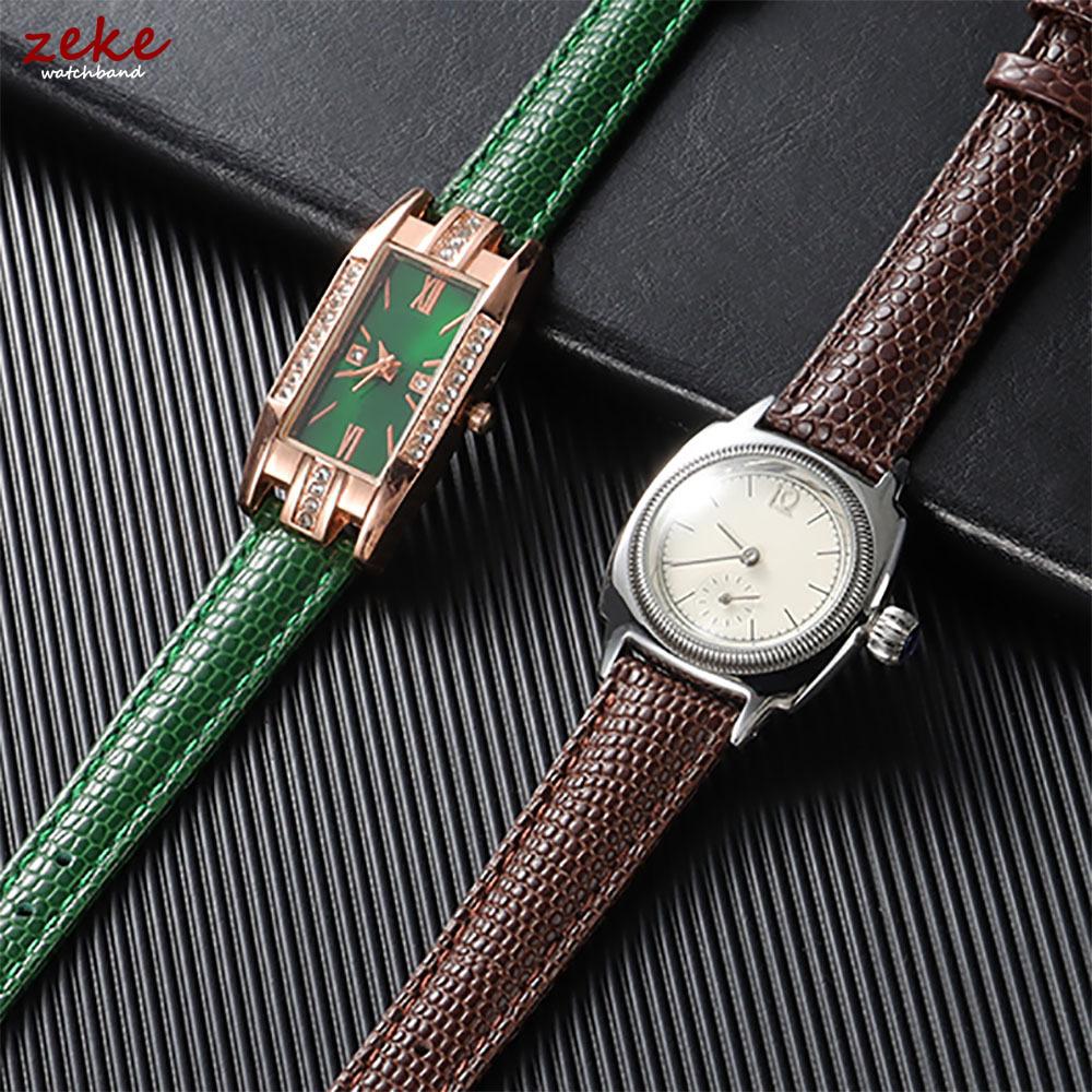 12mm 14mm 16mm 18mm 20mm Lizard Pattern Calf Leather Watch Bands for Men & Women Brown Black Soft Business Cowhide Watch Strap