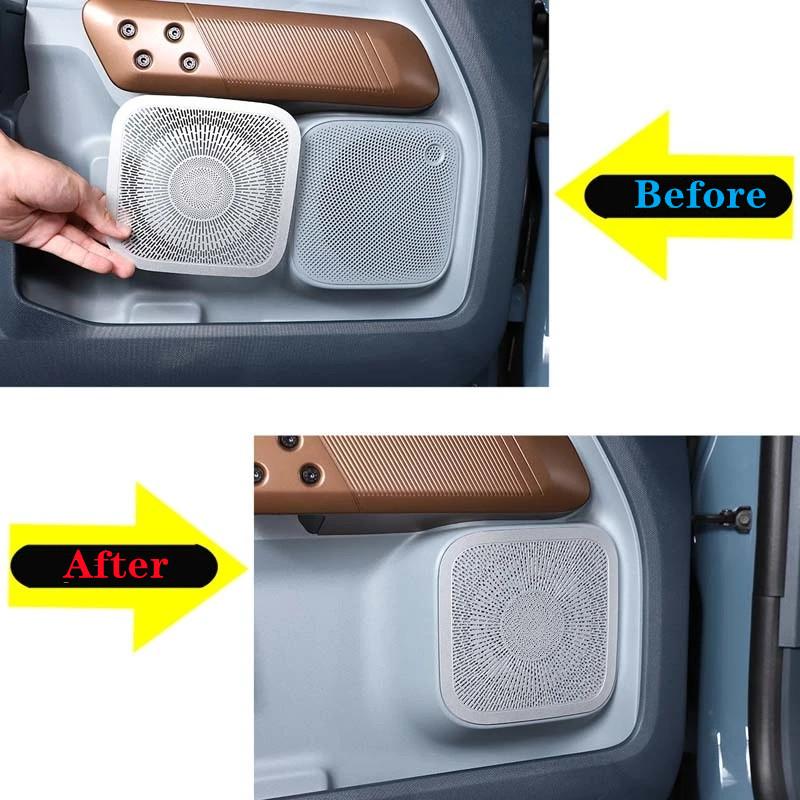 Stainless Steel Car Door Stereo Speaker Horn Audio Decoration Sticker Trim Fit For Ford Maverick 2022 Auto Interior