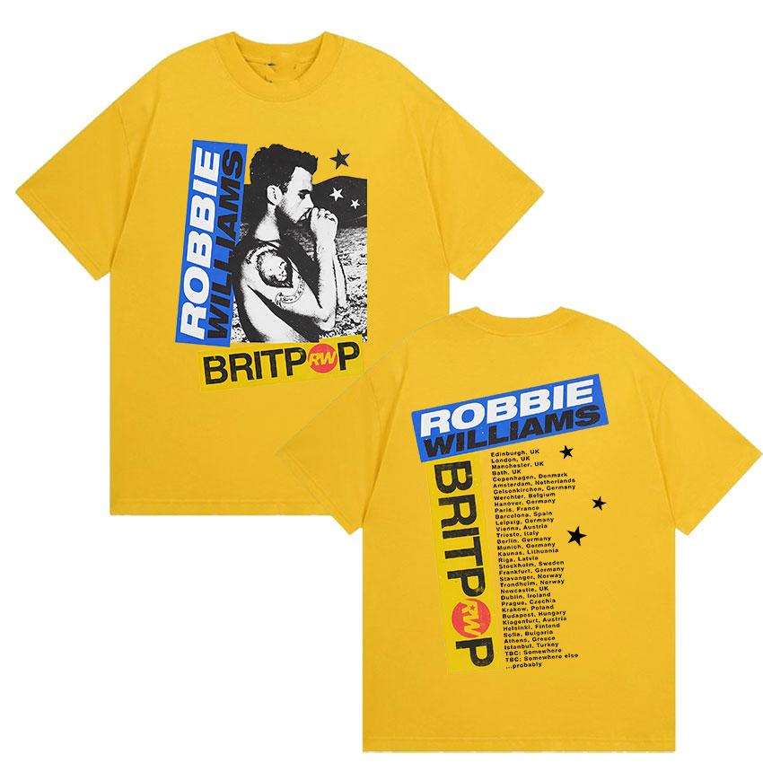 Robbie Williams Rw Album 2025 Merch T-Shirt Herren Hip Hop Rock Gothic Kurzarm T-shirt Unisex Retro Übergroße Baumwoll T-shirts