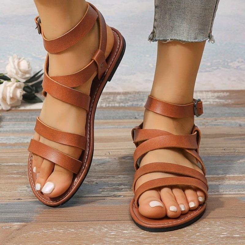 Sandales Plates Romaines pour Femmes Été Confortables et Élégantes Meilleure Vente Chaussure de Créateur Naturelle en Offre Livraison Gratuite et Bas Prix