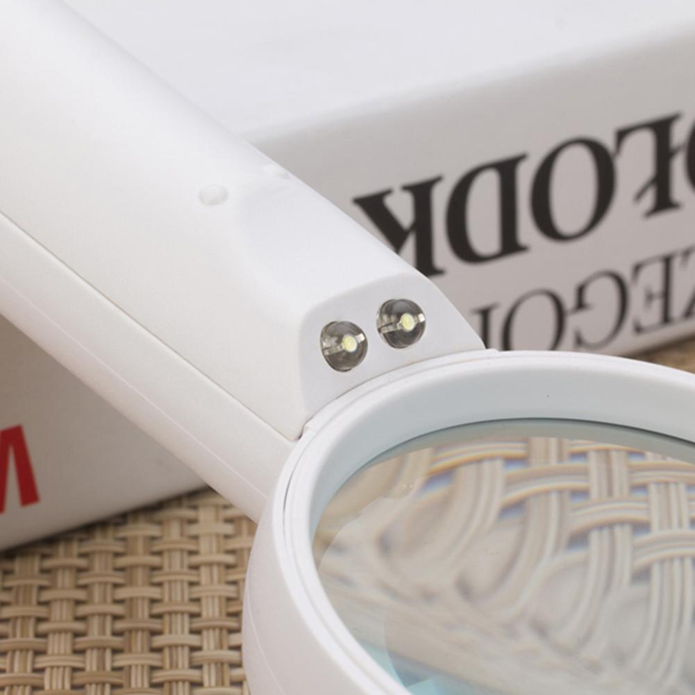 Portable Handheld 15X Illuminated Magnifier Magnifying Glass Lens with 2LED Lamp Aid Reading for Seniors Reading