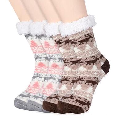 Damen Rutschfeste Weihnachts-Bodensocken: Kuschelige Schnee- & Schlafhaussocken, Teppich-Beinwärmer
