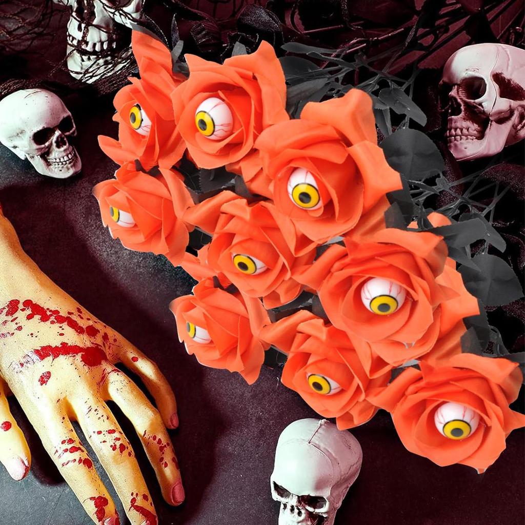 38CM Künstliche Schwarze Rose Mit Augapfel Kunstblume Horror Halloween Böse Cosplay Zubehör Kostümzubehör Heimdeko