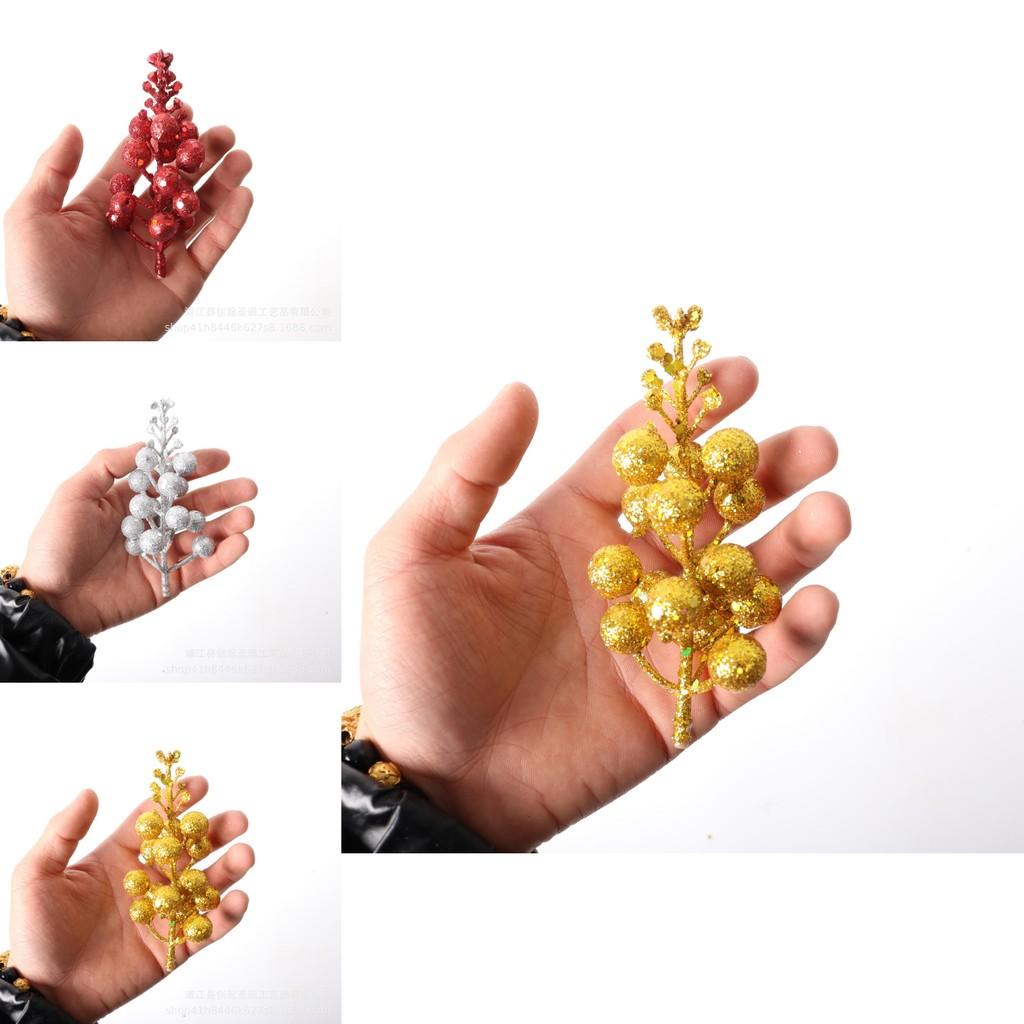 Exquisite Shiny 15 Gold And Red Decorative Berry Sprays For Celebrations Holiday