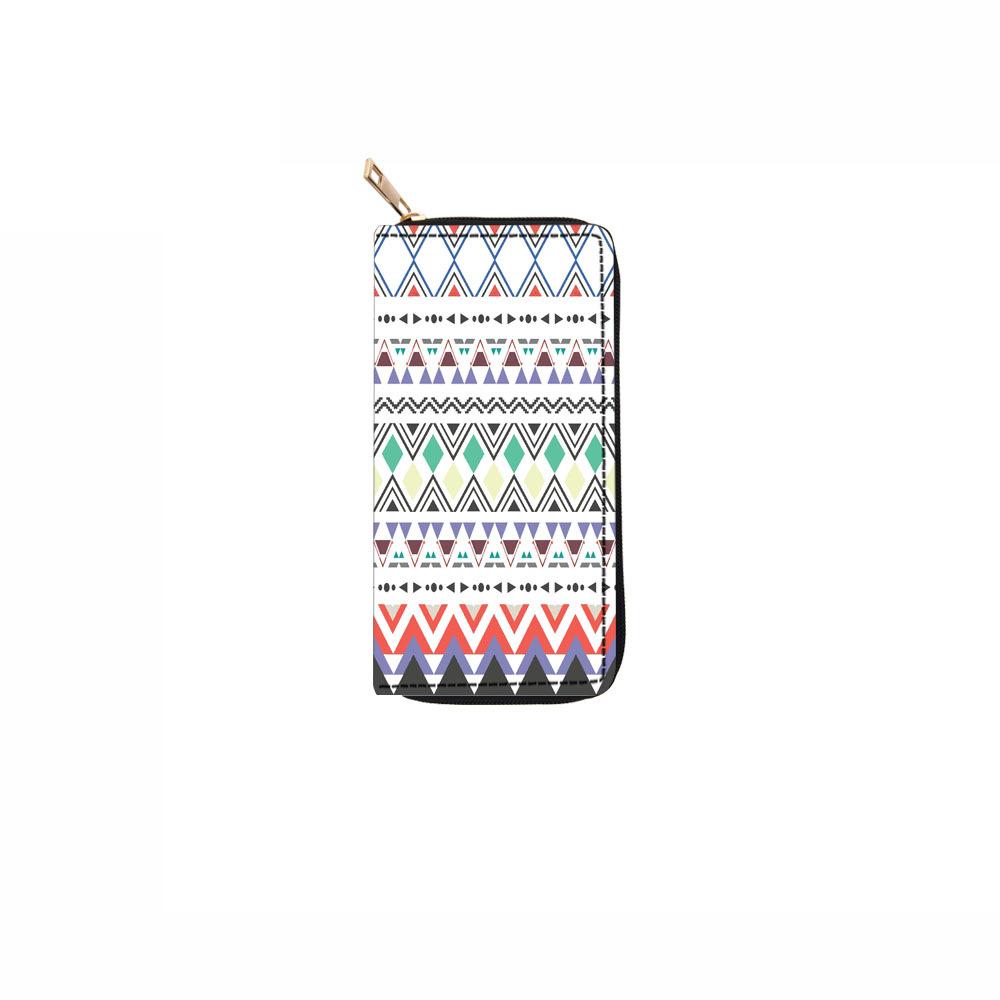 New Simple Ethnic Style Long Zipper Wallet Plaid Wallet Pattern