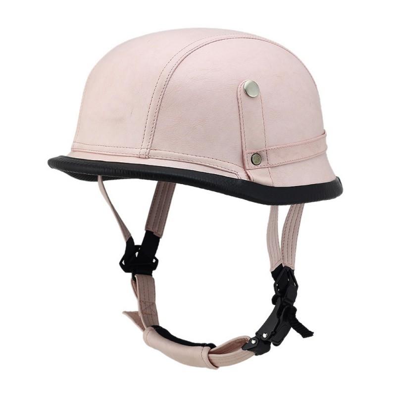 Vintage-Style Leather Half Helmet Adults Motorcycle Scooter Riding DOT Certified All Season Universal Fit