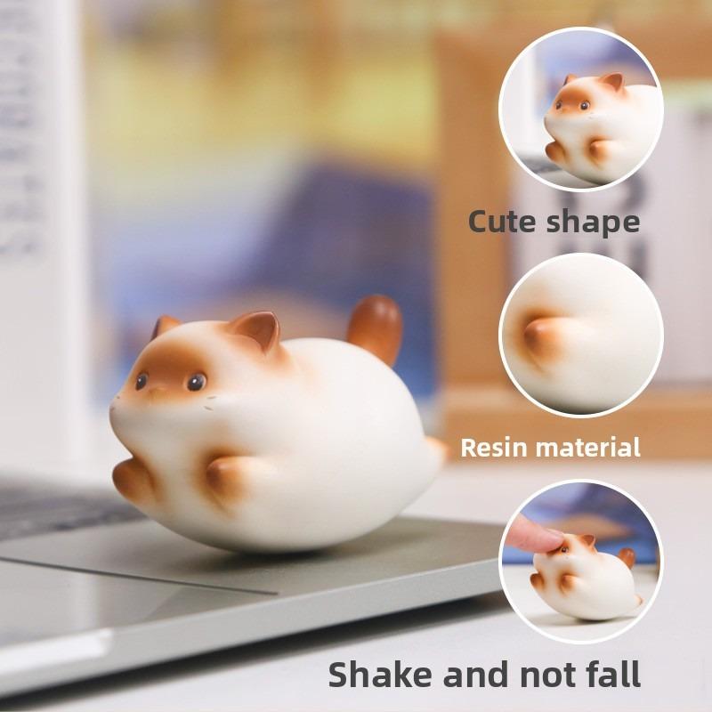 1pcs Cartoon Fury Cat Swinging Fun Ornament Cute Cat Resin Crafts Healing Series Office Desktop Ornament