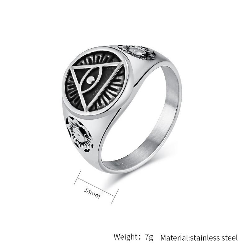 Ancient Egyptian Vintage Aged Eye of Horus Titanium Steel Ring for Mens Gold Fashion Jewellery