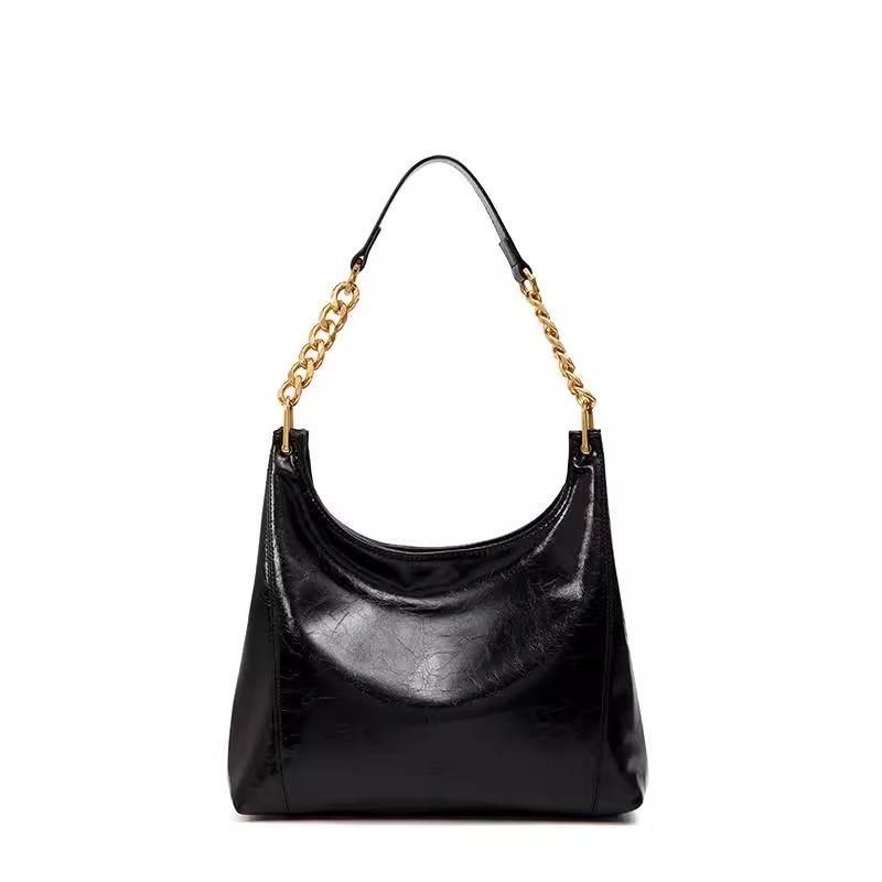 Veľkokapacitná čierna reťazová taška pod pazuchu, dámska jednoramenná crossbody taška do práce na jar a leto