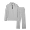 QICED Men's Fashion Casual Autumn Winter Long Sleeve POLO Neck Pants Suits Casual Chic