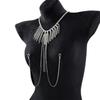 Crystal Rhinestones Fringe Body Chain Necklace Stylish Bra Chain Fashion Neck Jewelry Piece For Evening Event