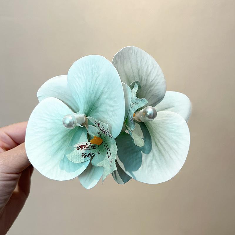 

Тканевая заколка для волос с жемчужным цветком, весенне-летняя, маленькая, свежая и милая, зажим-уточка, для затылка, для челки, боковой зажим, аксессуары для волос