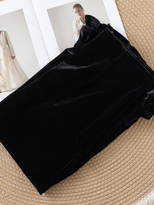 Elegant Lace Gold Velvet A-Line Skirt for Women, High Waist with Side and Back Slits, Perfect for Spring-Winter 2026