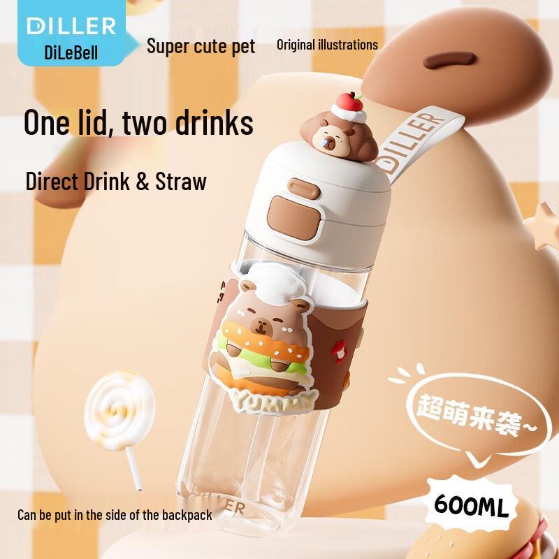 

Diller Capybara 600ML Tritan Dual-Drink Straw Cup