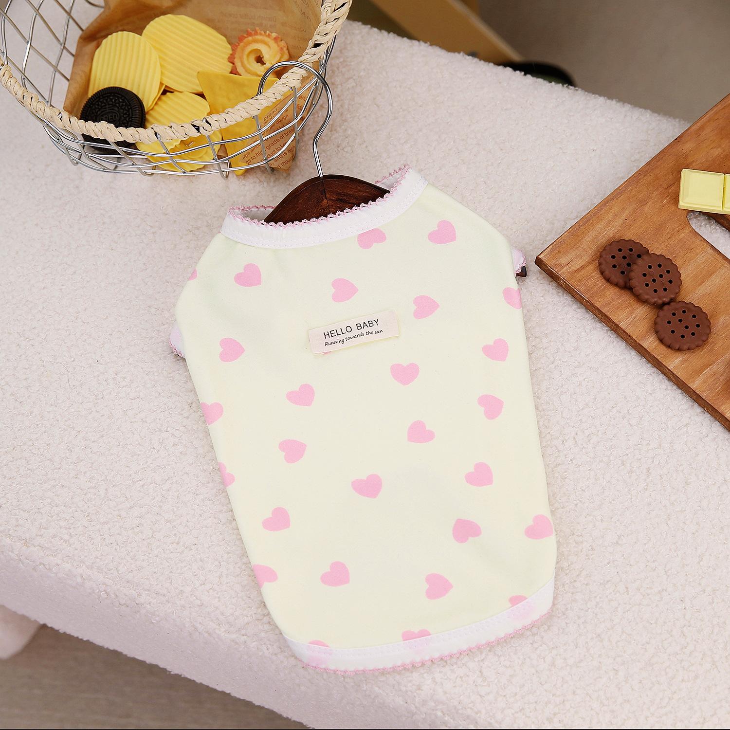 

Spring and Summer Soft Vest Pet Teddy Bigbear Pomeranian Small Dog Cat Love Home Sleeping Clothes S (2-2kg)