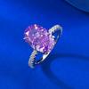 Mijing Jewelry S925 Silver Purple Diamond Oval Radiant Ring for Women