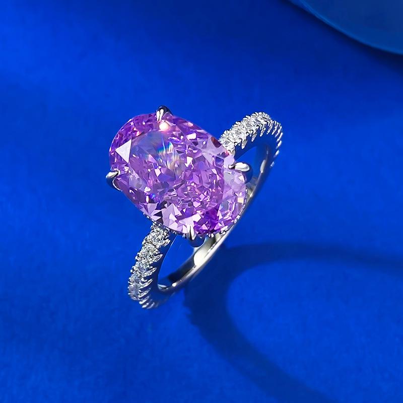Mijing Jewelry S925 Silver Purple Diamond Oval Radiant Ring for Women