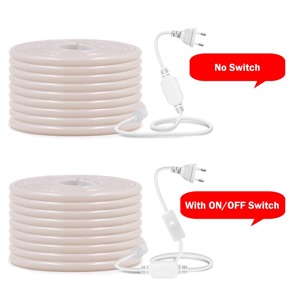 Bandă LED Neon COB 220V Lumină Uniformă la 270° Impermeabilă 288LEDs/m Bandă Flexibilă cu Comutator Stecher UE pentru Iluminat Casă Grădină