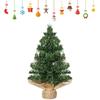 6pcs Mini Christmas Tree with Burlap Base 20cm Tree Tabletop Decor Holiday Party Shop Window Display Festive Season Decoration