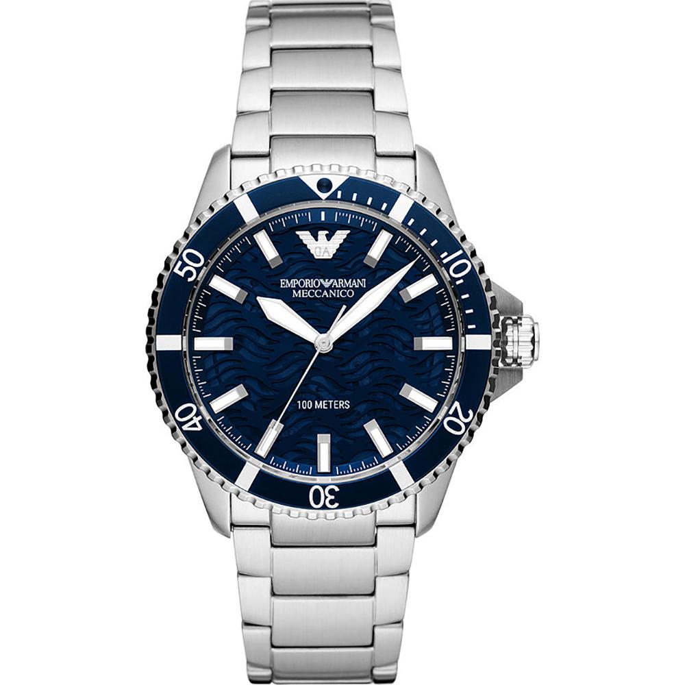 Emporio Armani Diver Blue Silver Stainless Steel Bracelet Men s Mechanical Automatic Watch AR60059 синий