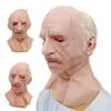 Halloween Scary Bald Old Man Mask, Simulated Grandpa Latex Headgear, Funny Masquerade Props (White-Haired Old Man)