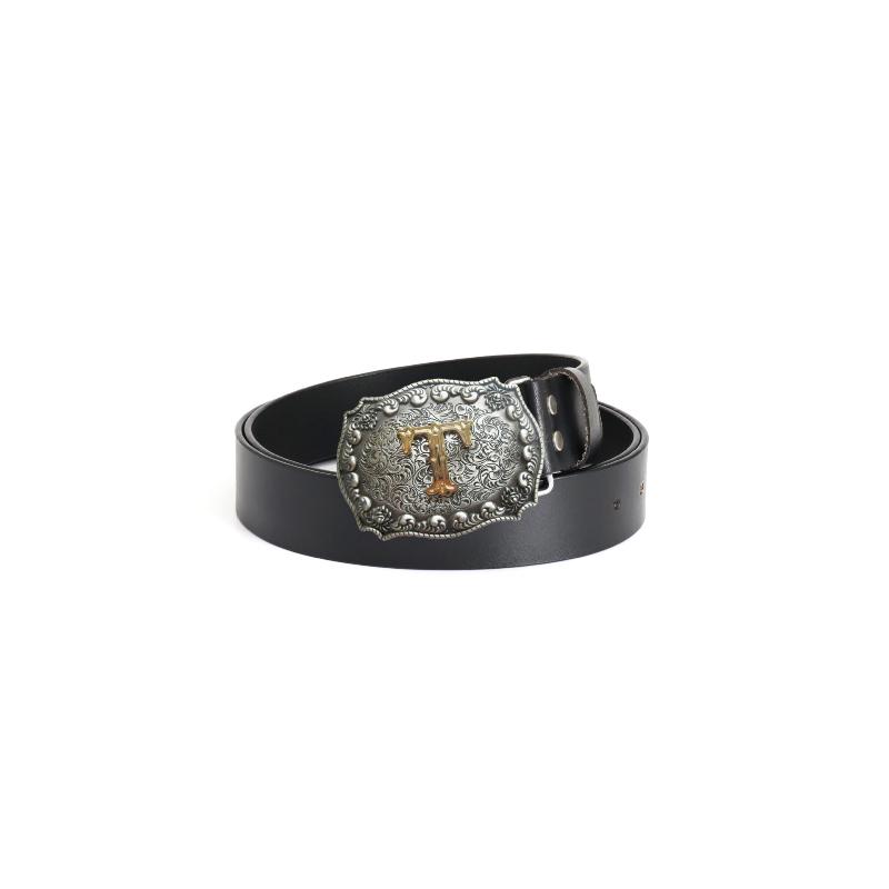 Letter Buckle Belt Men's Whole Cowhide Casual Retro T Buckle Belt Cowhide Black Decorative Fashion Wide Pants Belt Men