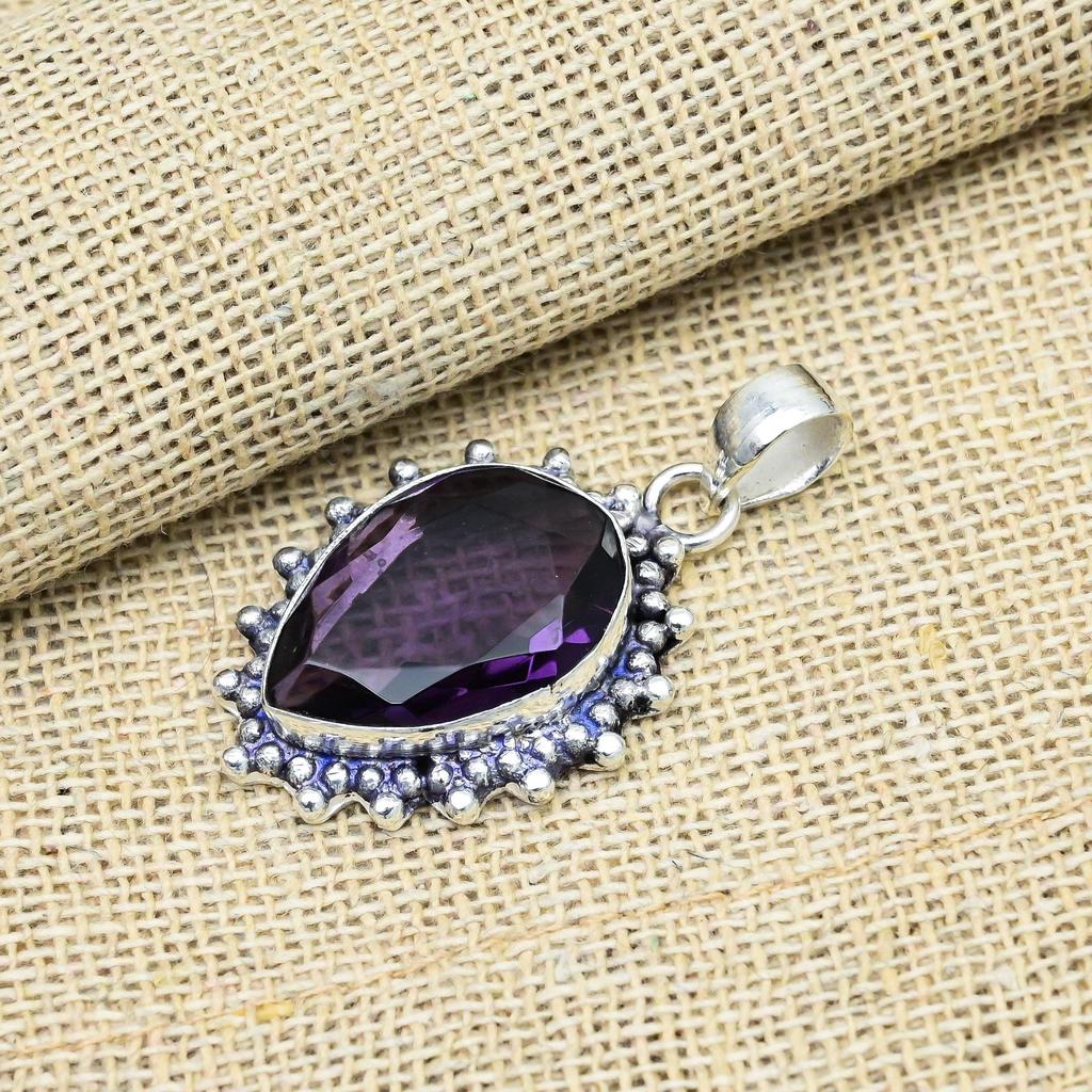 Amethyst Gemstone Handmade 925 Sterling Silver Adorable Pendant For Thanksgiving Gift