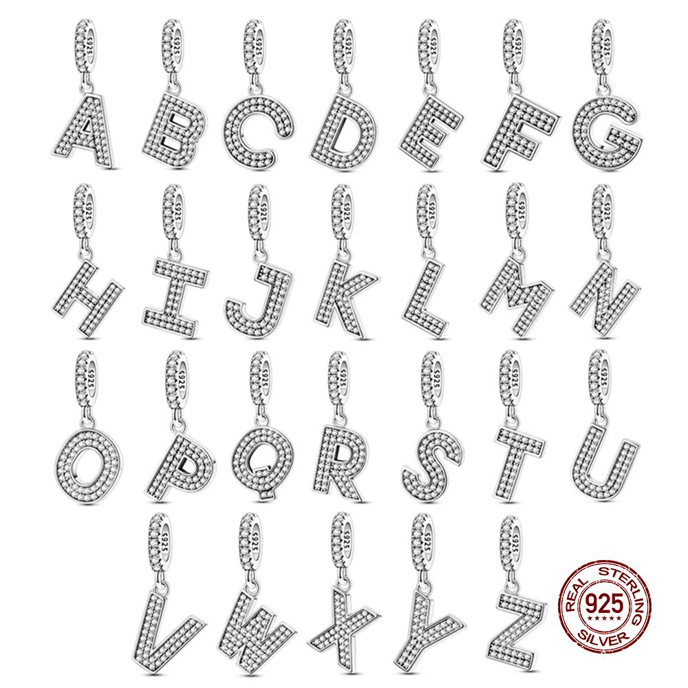 New Designcopper Charms Zircon Alphabet A-Z Beads Pendants Dangles Fit Original Charm Bracelet Women Diy Gift Jewelry