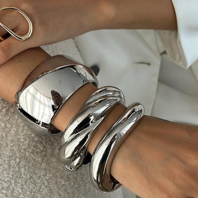 Ingemark 6 Styles Exaggerated Smooth Water Drop Chunky Open Cuff Bangles Women Punk Arm Bracelet Banquet Steampunk Jewelry Men