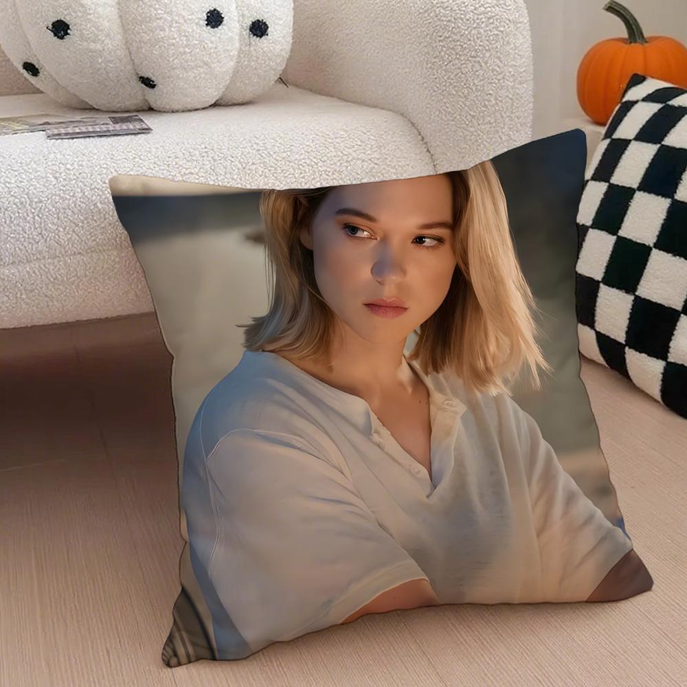 LLea Seydoux Cushion Cover Throw Pillow Cover Hidden Button Durable Polyester Chair Cushion