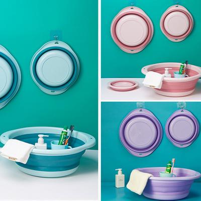 Silicone Foldable Wash Basin Travel Portable Basin Collapsible Bucket For Home Bathroom Washbowl Laundry Tub Hanging Bath Basins