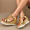 Fashion Summer Versatile Platform Heels Platform Patent Leather T-Buckle Open Toe Wedge Sandals for Women 2025