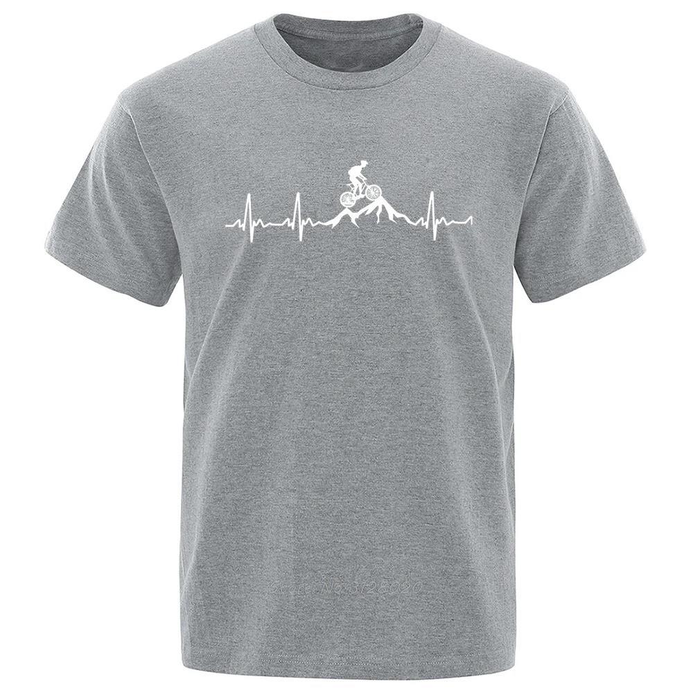 Mountain Bike Heartbeat Funny Mtb Dirt Bike Men Tshirt Hip Hop Casual Tops Summer Street T Shirt Oversized Cotton Tshirt Tees