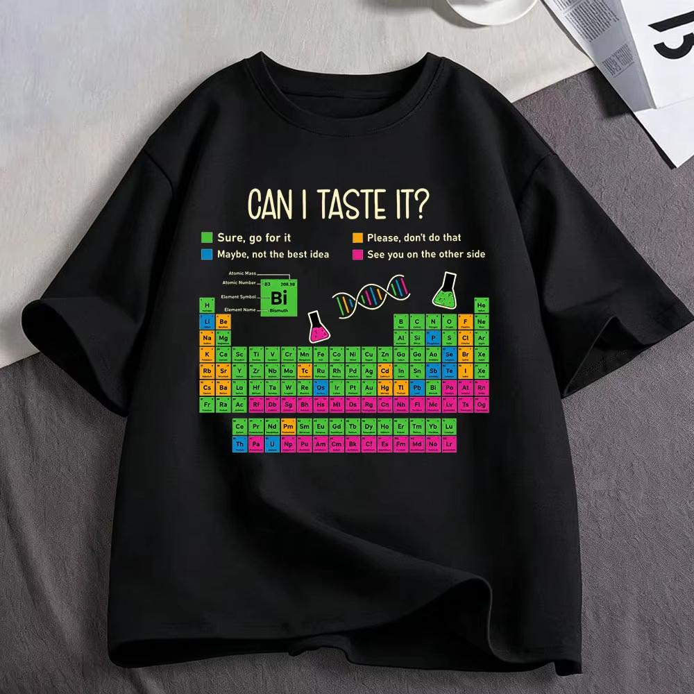 Can I Lick It Periodic Table Chart Science Teacher Funny Meme T Shirt Unisexs Unisex Fashion Cotton Oversized Short Sleeve Tshirts