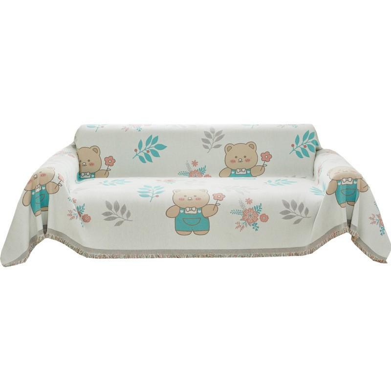 INS Style Cartoon Sofa Cover Cloth Sofa Cover All-Inclusive Four Seasons Universal Blanket Sofa Cushion