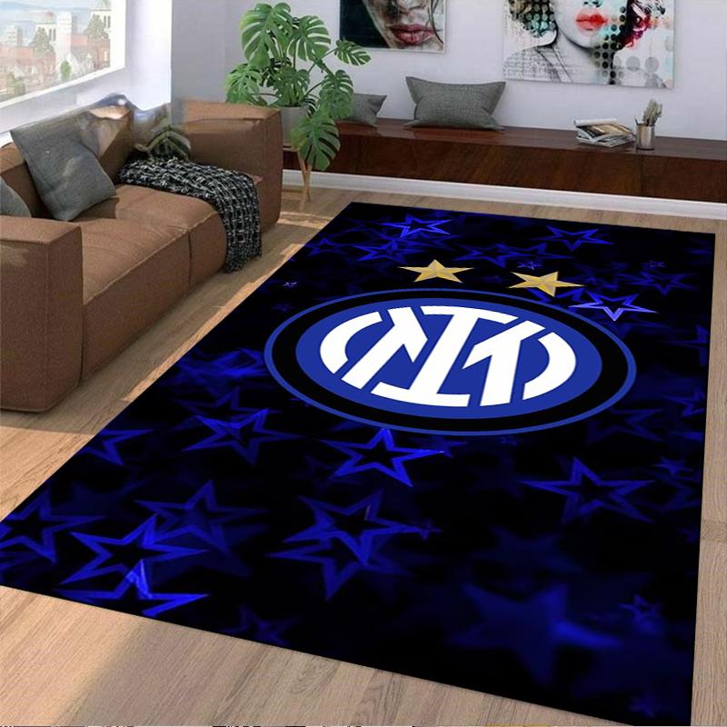 "Blue Star Pattern Carpet with Inter Logo Design for Home Decor" Suitable for use as an anti-slip for living room bedroom sofas